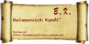 Balassovich Kunó névjegykártya